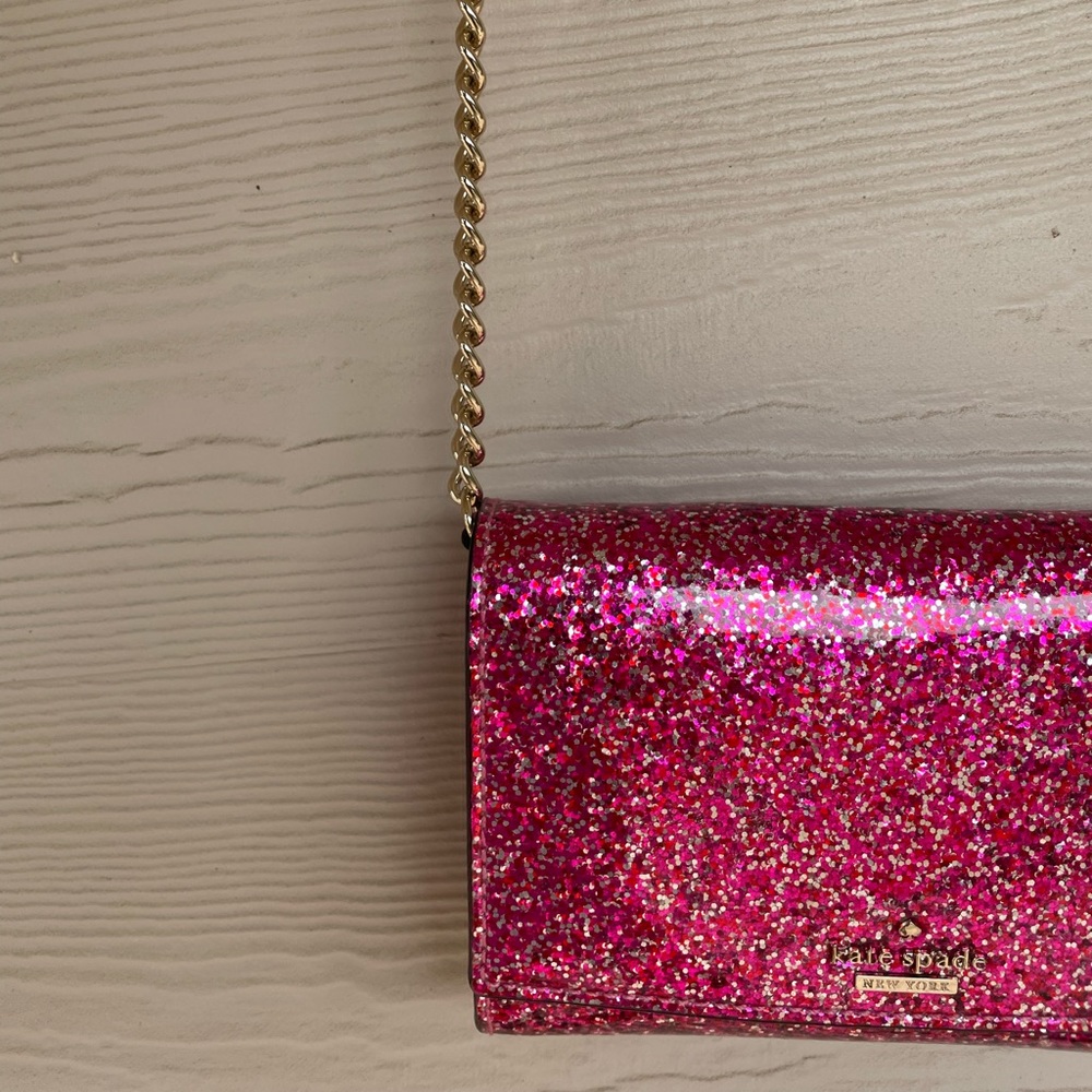 kate spade pink sparkly cross body